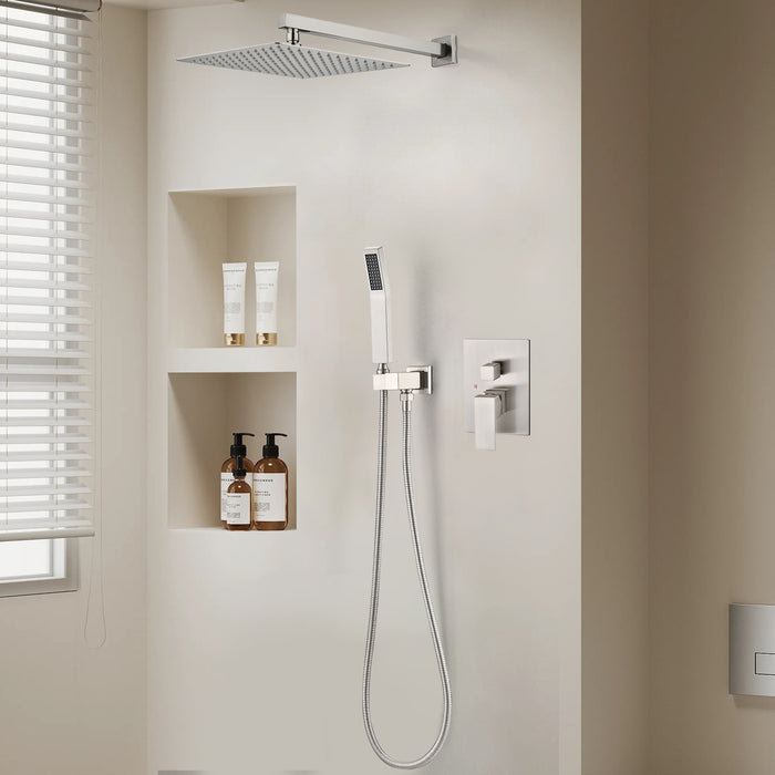 1-Spray Patterns 11.8 in. Dual Fixed and Handheld Shower Head with 2.5 GPM in Brushed Nickel