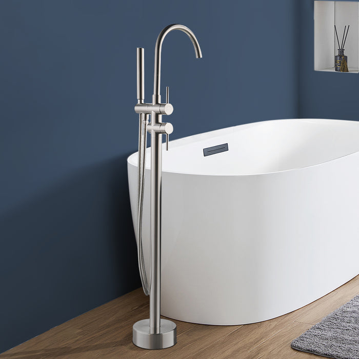 TopCraft 2-Handle Freestanding Tub Faucet with Handheld Shower Modern Design in Brush Nickel