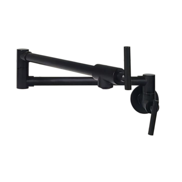 Pot Filler Faucet Wall Mount,Commercial Kitchen Faucet Folding Stretchable with Double Joint Swing Arms,Kitchen Sink Faucet with Single Hole 2 Handles and 2 cartridges to Control Water