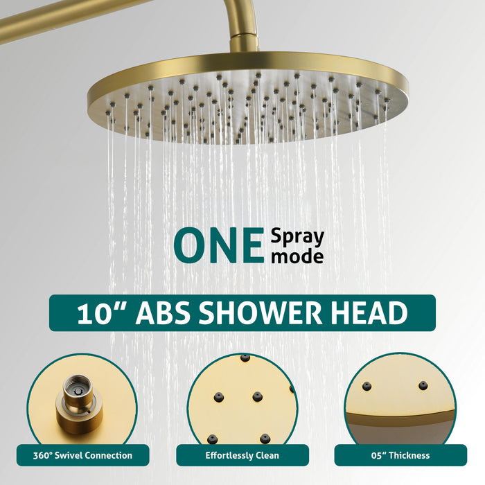Topcraft Wall-Mounted 10-Inch Rain Shower System with Handheld Faucet