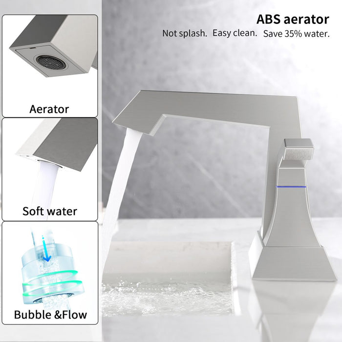 2-Handle Heavy Duty Bathroom Faucet with Drain and Supply Kits, Modern Style Lavatory Deck Mounted Faucet