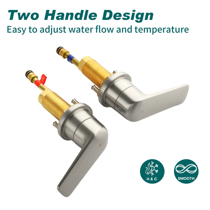 Topcraft Dual-Handle Wide-Spout Bathroom Faucet with Pop-Up Drain