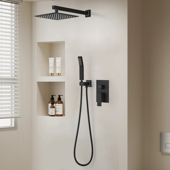 1-Spray Patterns 9.8 in. Wall mount Dual Fixed and Handheld Shower Head with 1.8 GPM in Matte Black