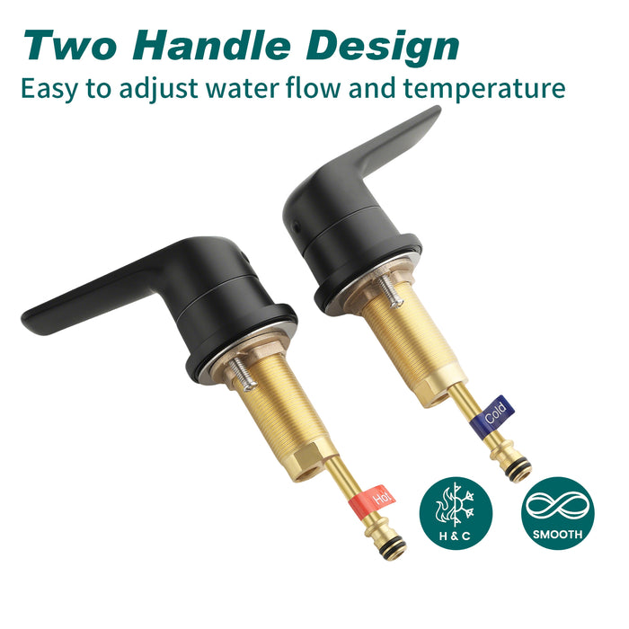 Topcraft Dual-Handle Wide-Spout Bathroom Faucet with Pop-Up Drain