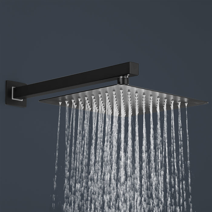 1-Spray Patterns 9.8 in. Wall mount Dual Fixed and Handheld Shower Head with 1.8 GPM in Matte Black