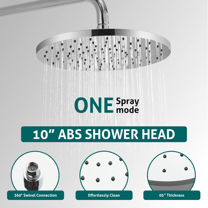 Topcraft Wall-Mounted 10-Inch Rain Shower System with Handheld Faucet