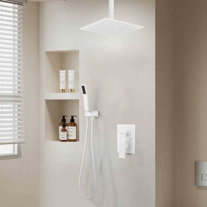 1-Spray Patterns 16 in. Ceiling Mount Dual Fixed and Handheld Shower Head 2.5 GPM