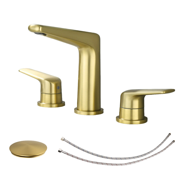 Topcraft Dual-Handle Wide-Spout Bathroom Faucet with Pop-Up Drain