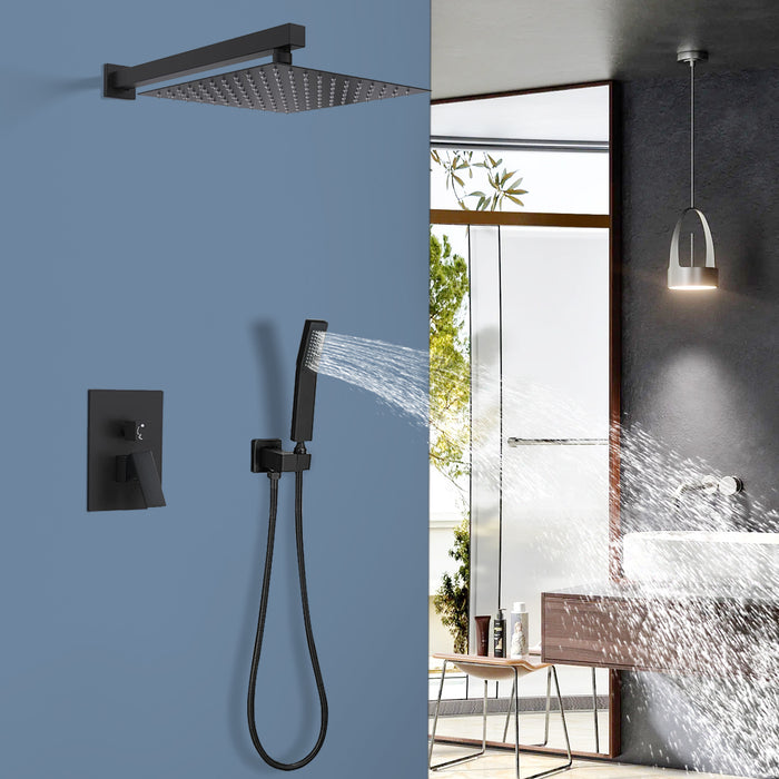 10 inch Shower System Stainless Steel 1-Spray Square Shower Head with Handheld in Contemporary Design