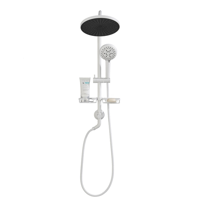 ShowerSpas Shower System, with 10" Rain Showerhead, 4-Function Hand Shower, Adjustable Slide Bar and Soap Dish