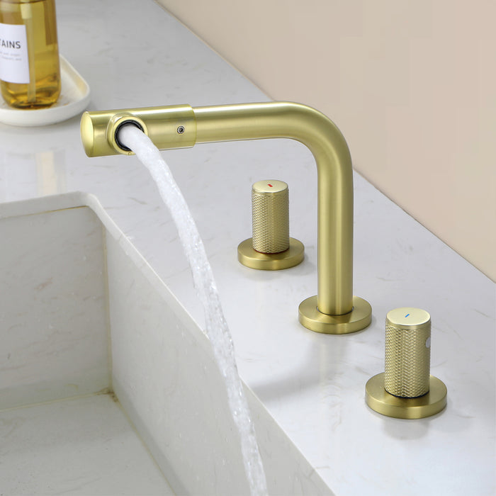 8 in. Solid Brass 2-Handle Widespread Bathroom Faucet 3-hole Sink Faucet in Contemporary Design