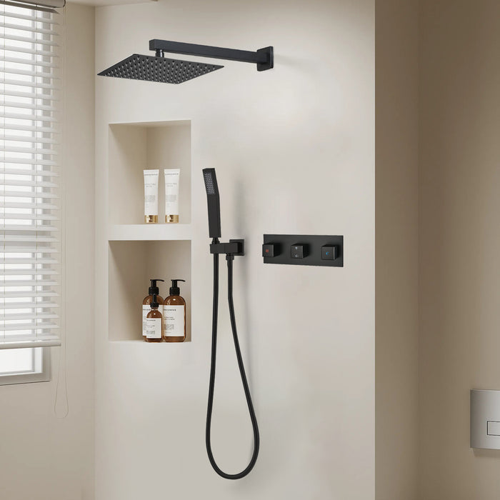 1-Spray Patterns 9.84 in. Dual Fixed and Handheld Shower Head with 1.8 GPM in Matte Black