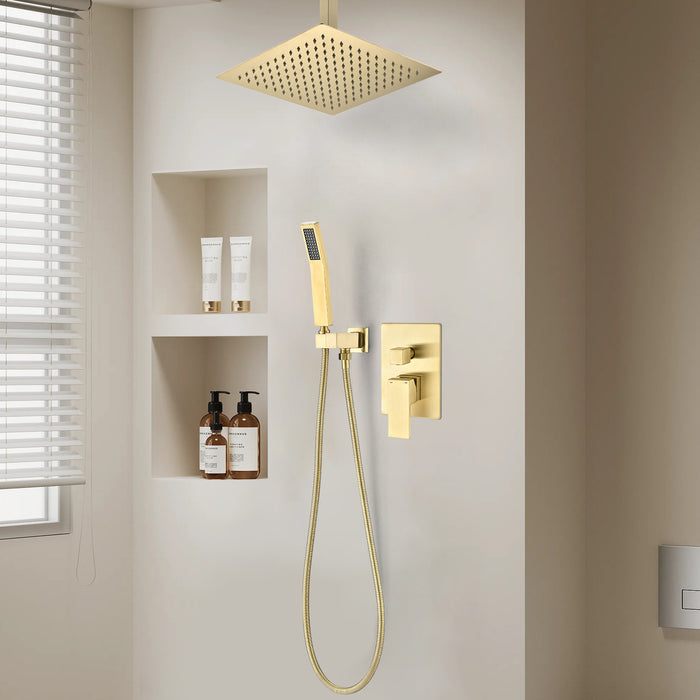 Ceiling Mounted Shower System Combo Set with Handheld and 12"Shower head