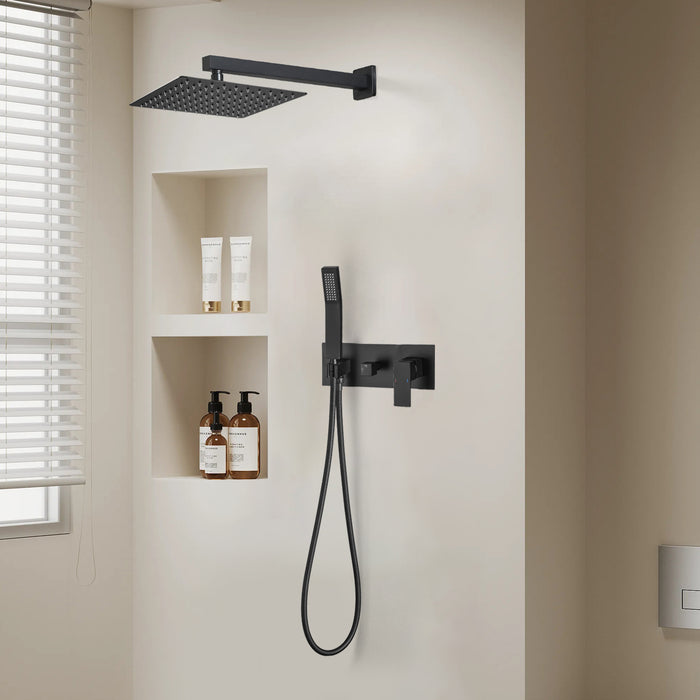 1-Spray Patterns 9.84 in. Dual Fixed and Handheld Shower Head with 1.8 GPM in Matte Black