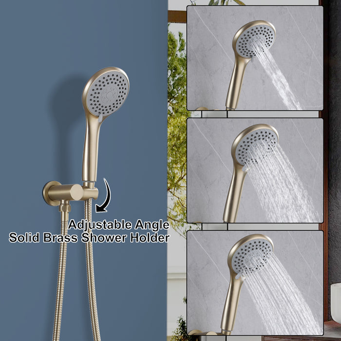 Modern 10 in. Shower System Single Handle 1-Spray Round Wall Mount Shower Faucet 2.5 GPM Shower Head with Handheld