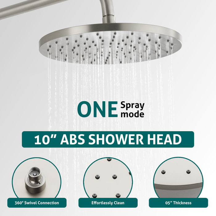 Topcraft Wall-Mounted 10-Inch Rain Shower System with Handheld Faucet