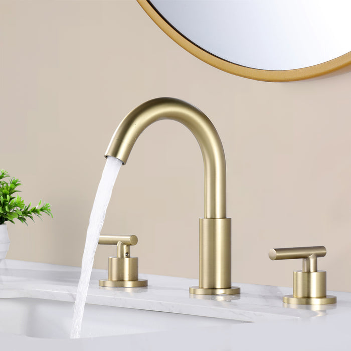 Elegant 8 in. Widespread Bathroom Faucet 2-Handle Brass Mid-Arc Sink Faucet with 360-Degree Rotatable Spout