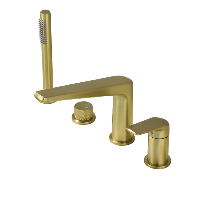 Topcraft Deck-Mounted 4-Hole Bathtub Filler Faucet with Handheld Shower
