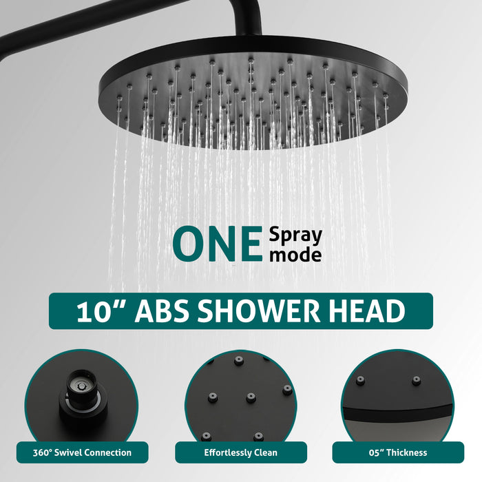 Topcraft Wall-Mounted 10-Inch Rain Shower System with Handheld Faucet