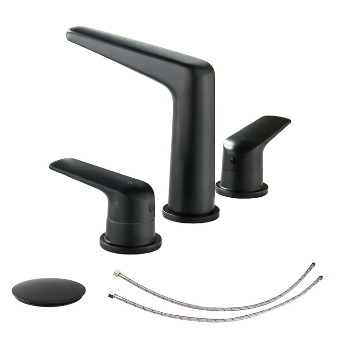 Topcraft Dual-Handle Wide-Spout Bathroom Faucet with Pop-Up Drain