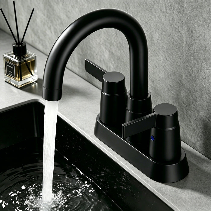 2-Handle Bathroom Sink Faucet 360 Degree High Arc Swivel Spout Centerset 4 Inch Vanity Faucet RV Bathroom Faucet 2/3 Holes