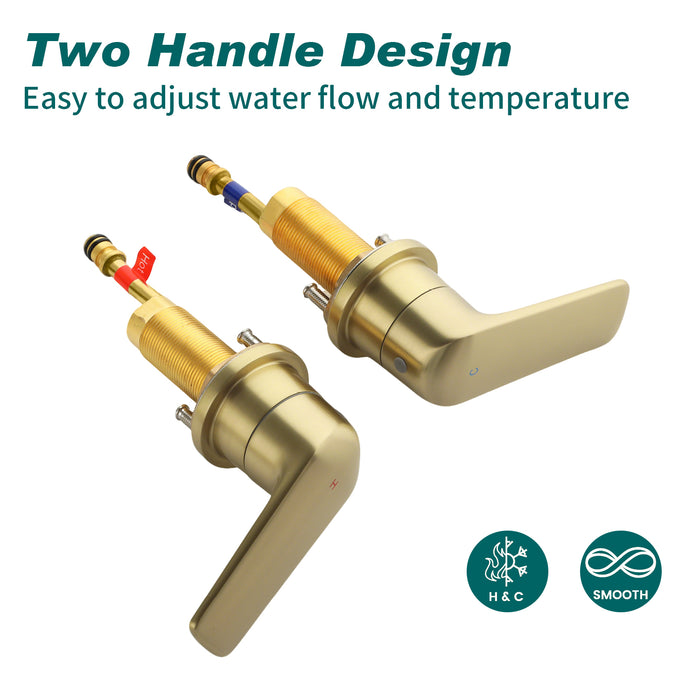 Topcraft Dual-Handle Wide-Spout Bathroom Faucet with Pop-Up Drain