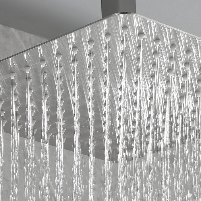 1-Spray Patterns with 2.5 GPM 11.8 in. Ceiling Mount Fixed Shower Head with Shower Arm in Brushed Nickel
