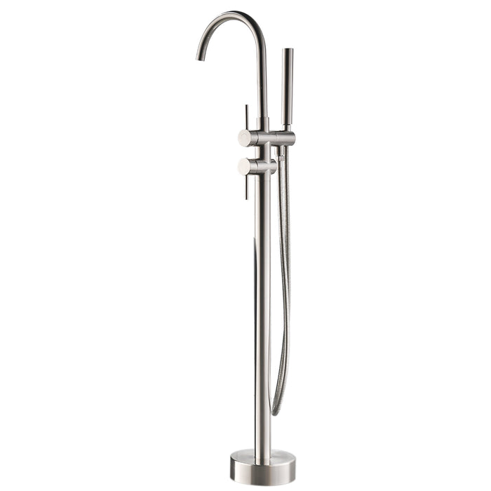 TopCraft 2-Handle Freestanding Tub Faucet with Handheld Shower Modern Design in Brush Nickel