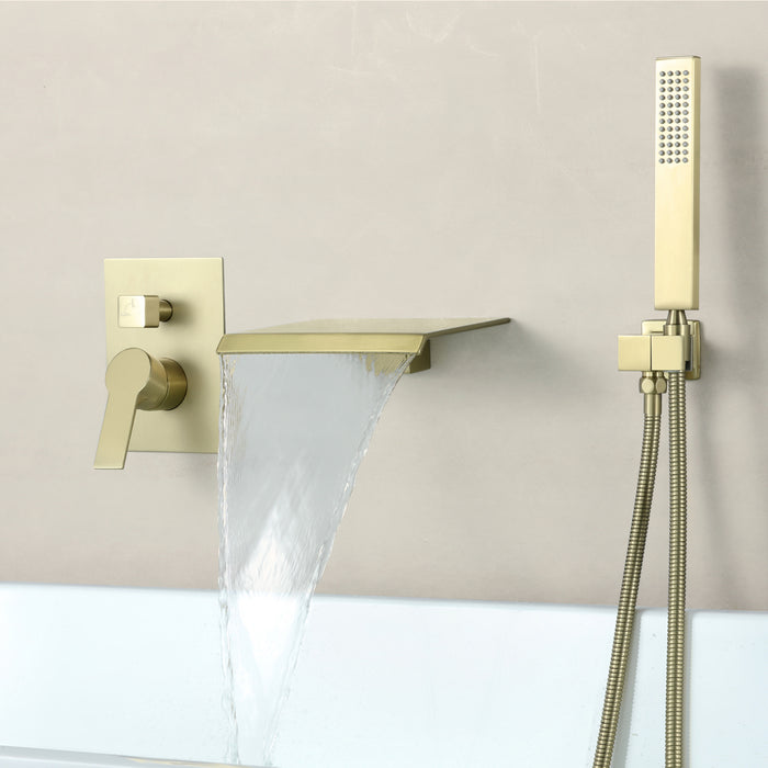 TopCraft Single-Handle Wall Mount Bathtub Faucet Roman Tub Faucet with Hand Shower in Brass and SUS304 Mixed