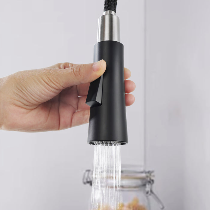 Single Handle Kitchen Sink Faucet with Pull Down Sprayer Utility Sink Faucet Single Hole Stainless Steel 1.8 GPM in Matte Black