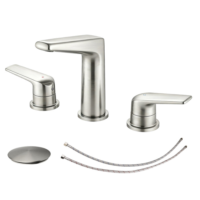 Topcraft Dual-Handle Wide-Spout Bathroom Faucet with Pop-Up Drain
