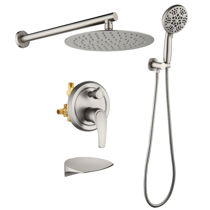 Single Handle 1-Spray Tub and Shower Faucet 2.5 GPM with 10 in. Shower Head Pressure Balance Rainfall Shower System (Valve Included)