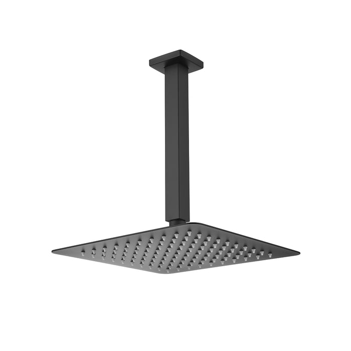 1-Spray Patterns with 2.5 GPM 9.84 in. Ceiling Mount Fixed Shower Head with Shower Arm in Matte Black