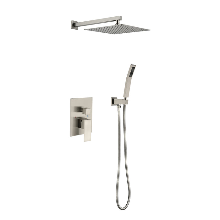 1-Spray Patterns 11.8 in. Dual Fixed and Handheld Shower Head with 2.5 GPM in Brushed Nickel