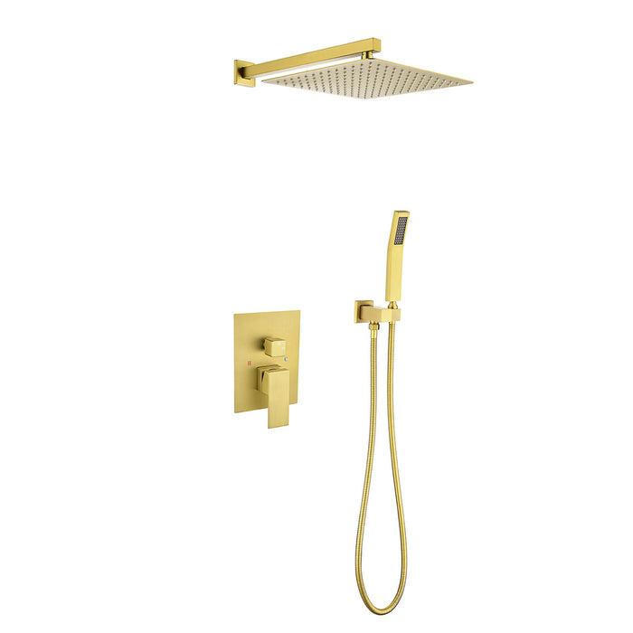 1-Spray Patterns 9.8 in. Dual Fixed and Handheld Shower Head with 1.8 GPM in Brushed Gold