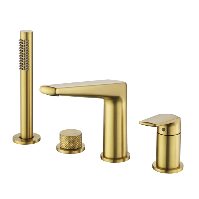 Topcraft Deck-Mounted 4-Hole Bathtub Filler Faucet with Handheld Shower