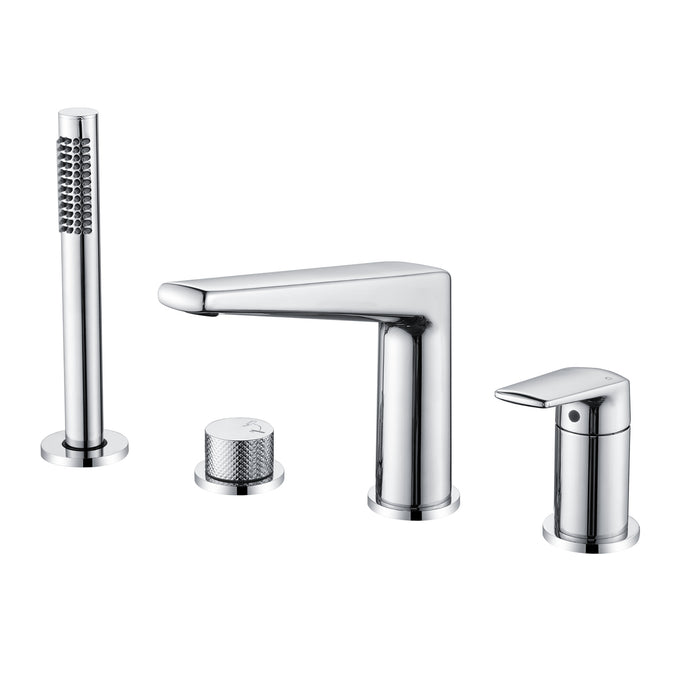 Topcraft Deck-Mounted 4-Hole Bathtub Filler Faucet with Handheld Shower