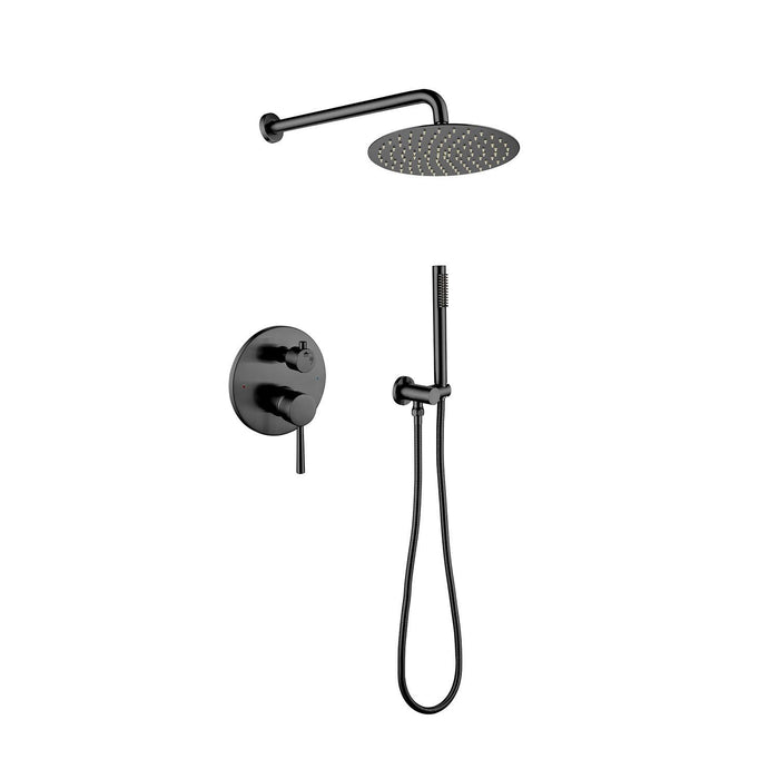 1-spray Patterns 9.8 in. Wall mount Dual Fixed and Handheld Shower Head 1.8 GPM in Matte Black