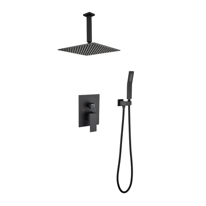 1-Spray Patterns 16 in. Ceiling Mount Dual Fixed and Handheld Shower Head 2.5 GPM