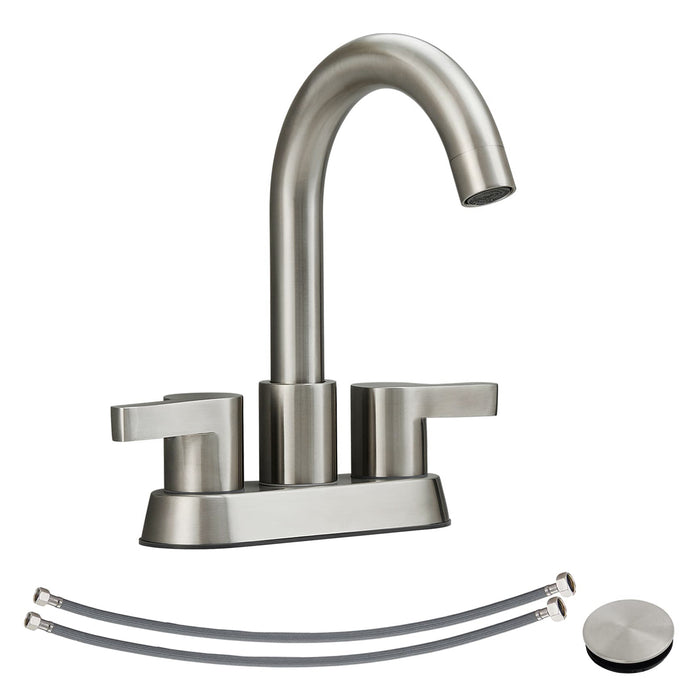 Bathroom Faucet 2 Handle Centerset Bathroom Sink Faucet with Pop Up Drain Assembly