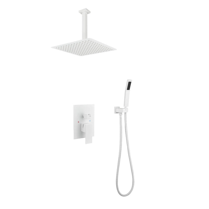 1-Spray Patterns 16 in. Ceiling Mount Dual Fixed and Handheld Shower Head 2.5 GPM