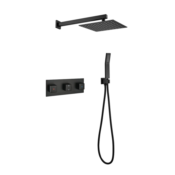 1-Spray Patterns 9.84 in. Dual Fixed and Handheld Shower Head with 1.8 GPM in Matte Black