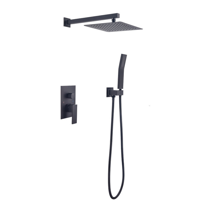 1-Spray Patterns 9.8 in. Wall mount Dual Fixed and Handheld Shower Head with 1.8 GPM in Matte Black