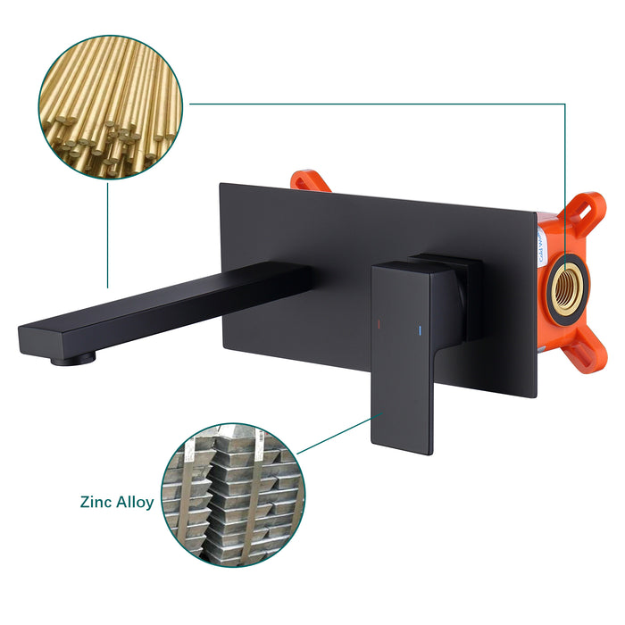 Wall Mount Faucet for Bathroom Sink or Bathtub, Single Handle 2 Holes Brass Rough-in Valve Included
