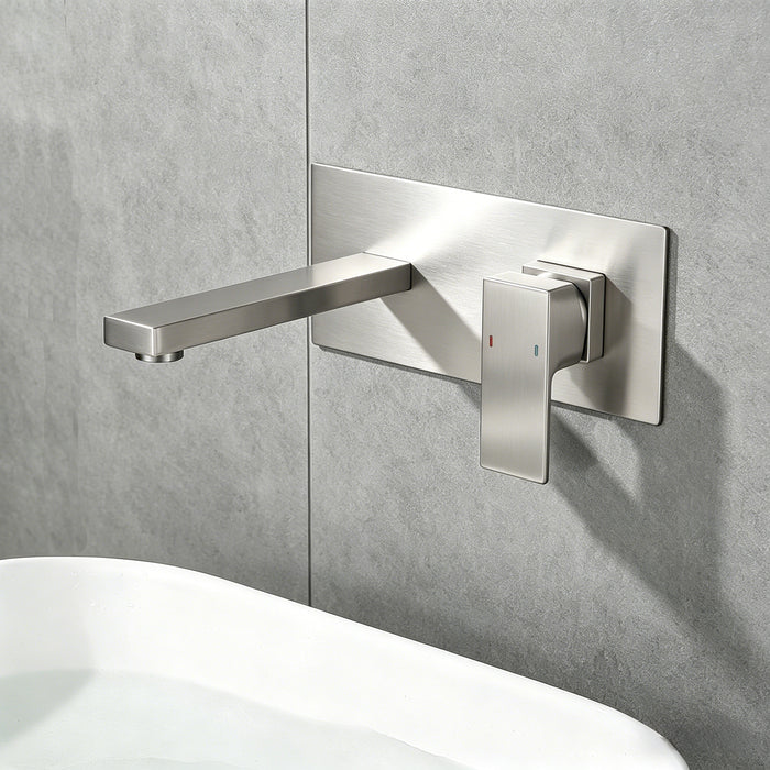 Wall Mount Faucet for Bathroom Sink or Bathtub, Single Handle 2 Holes Brass Rough-in Valve Included