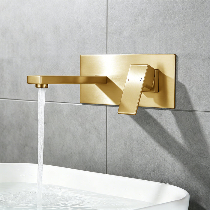 Wall Mount Faucet for Bathroom Sink or Bathtub, Single Handle 2 Holes Brass Rough-in Valve Included