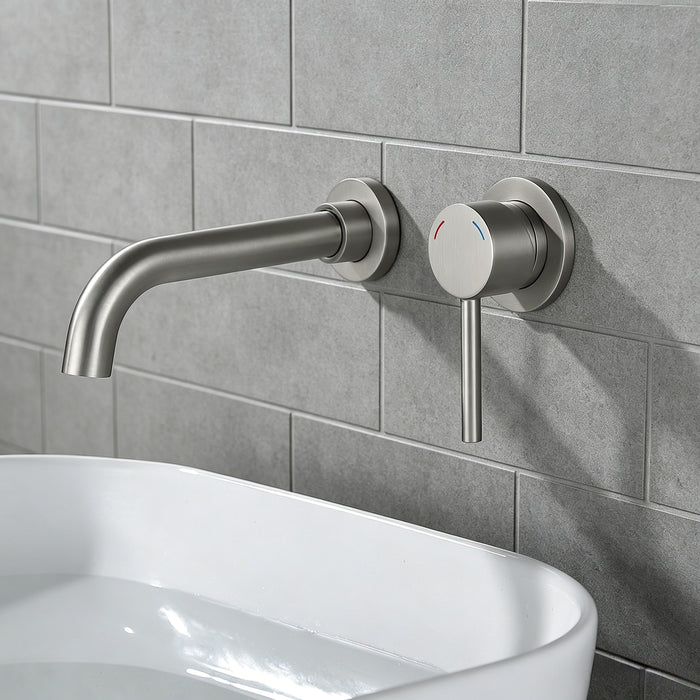 Wall Mount Faucet for Bathroom Sink or Bathtub, Single Handle 2 Holes Brass Rough-in Valve Included