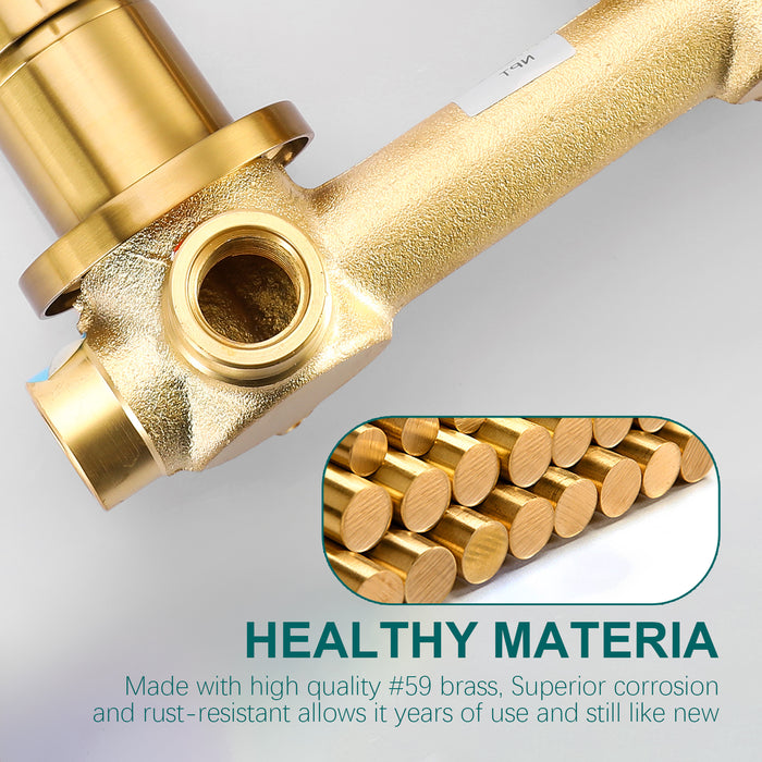 Wall Mount Faucet for Bathroom Sink or Bathtub, Single Handle 2 Holes Brass Rough-in Valve Included