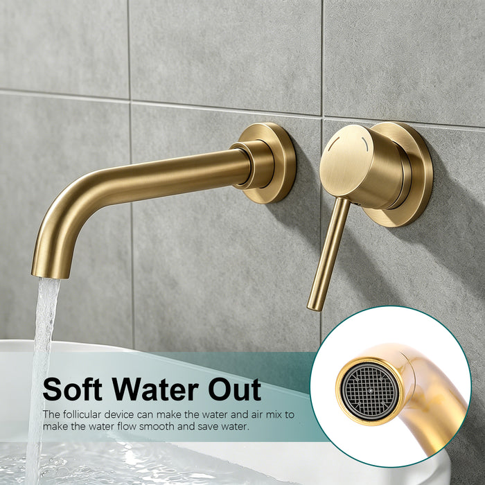 Wall Mount Faucet for Bathroom Sink or Bathtub, Single Handle 2 Holes Brass Rough-in Valve Included