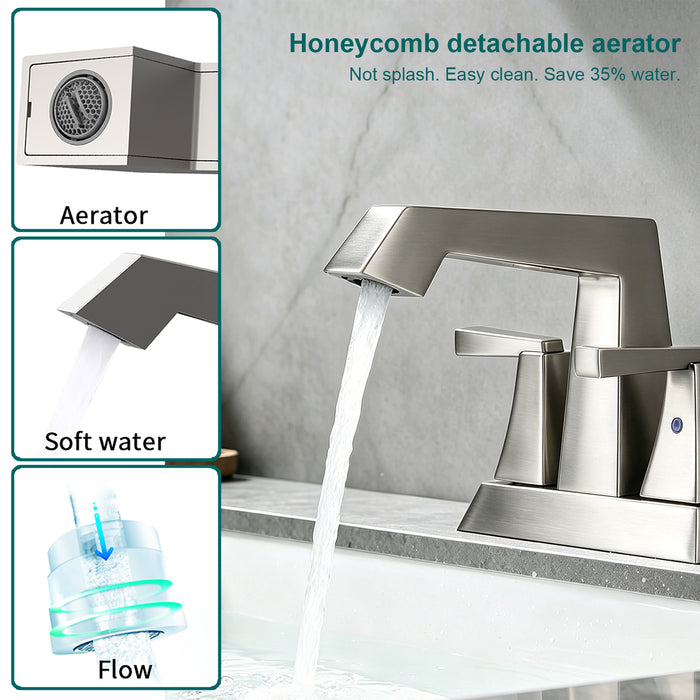2-Handle Bathroom Sink Faucet 4 in Centerset Vanity Faucet 3 Hole Bathroom Faucet with Pop Up Drain & Supply Lines
